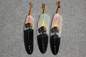 Hand Painted Bison Feather Coup